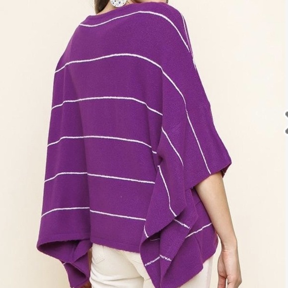 Umgee Magenta Striped Sweater - Picture 2 of 2